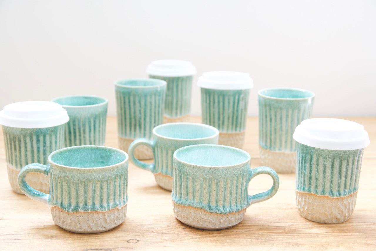 Ocean shore carved go cup
