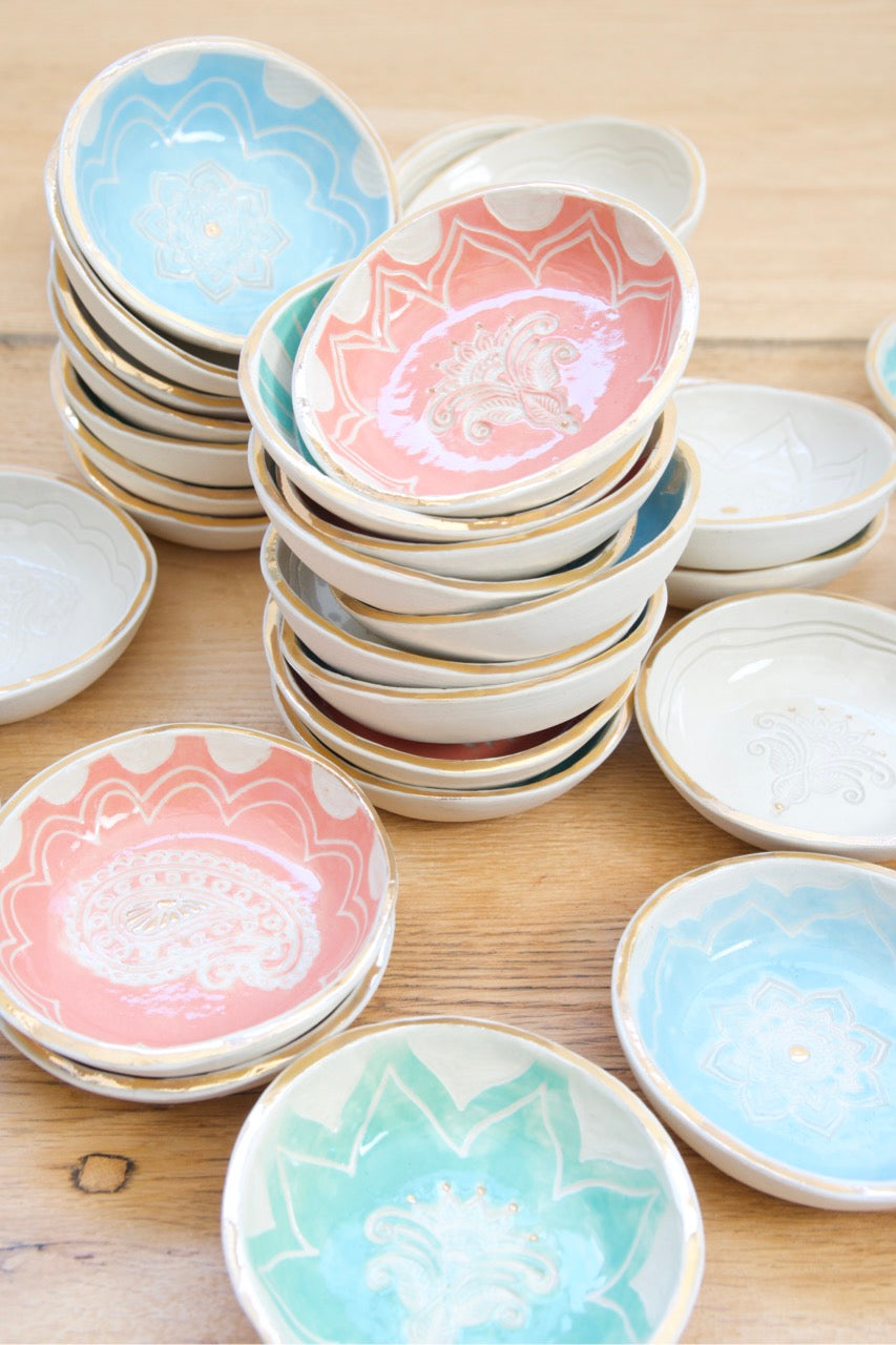 Golden blooms trinket dish - SALE