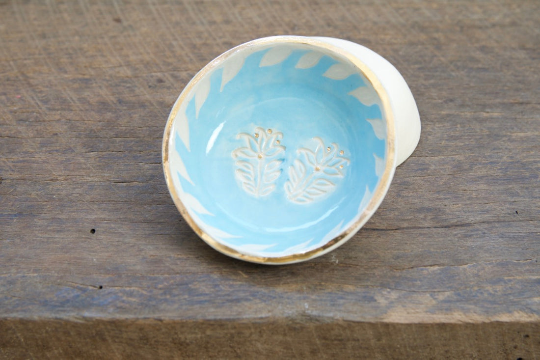 Golden blooms trinket dish - SALE