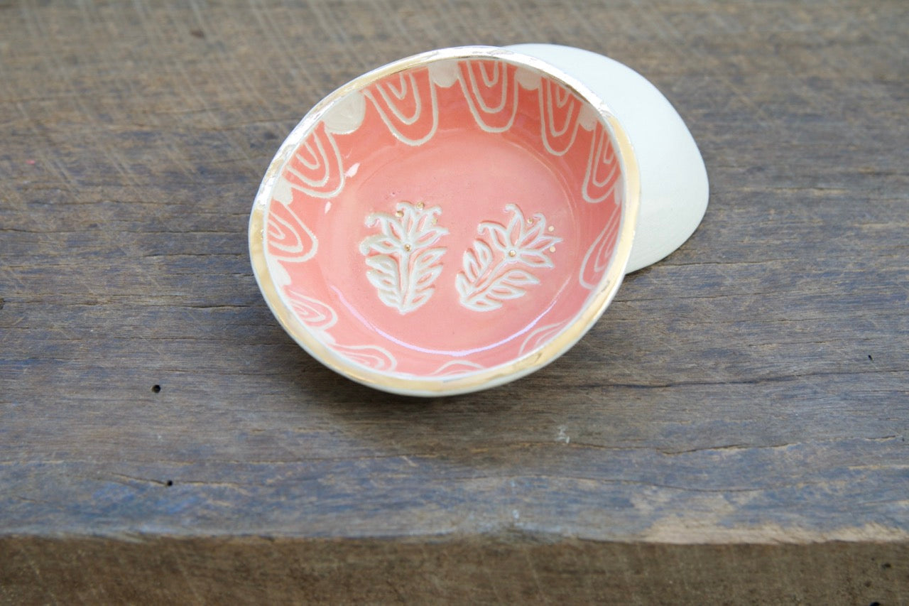 Golden blooms trinket dish - SALE