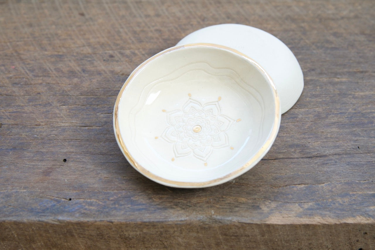 Golden blooms trinket dish - SALE