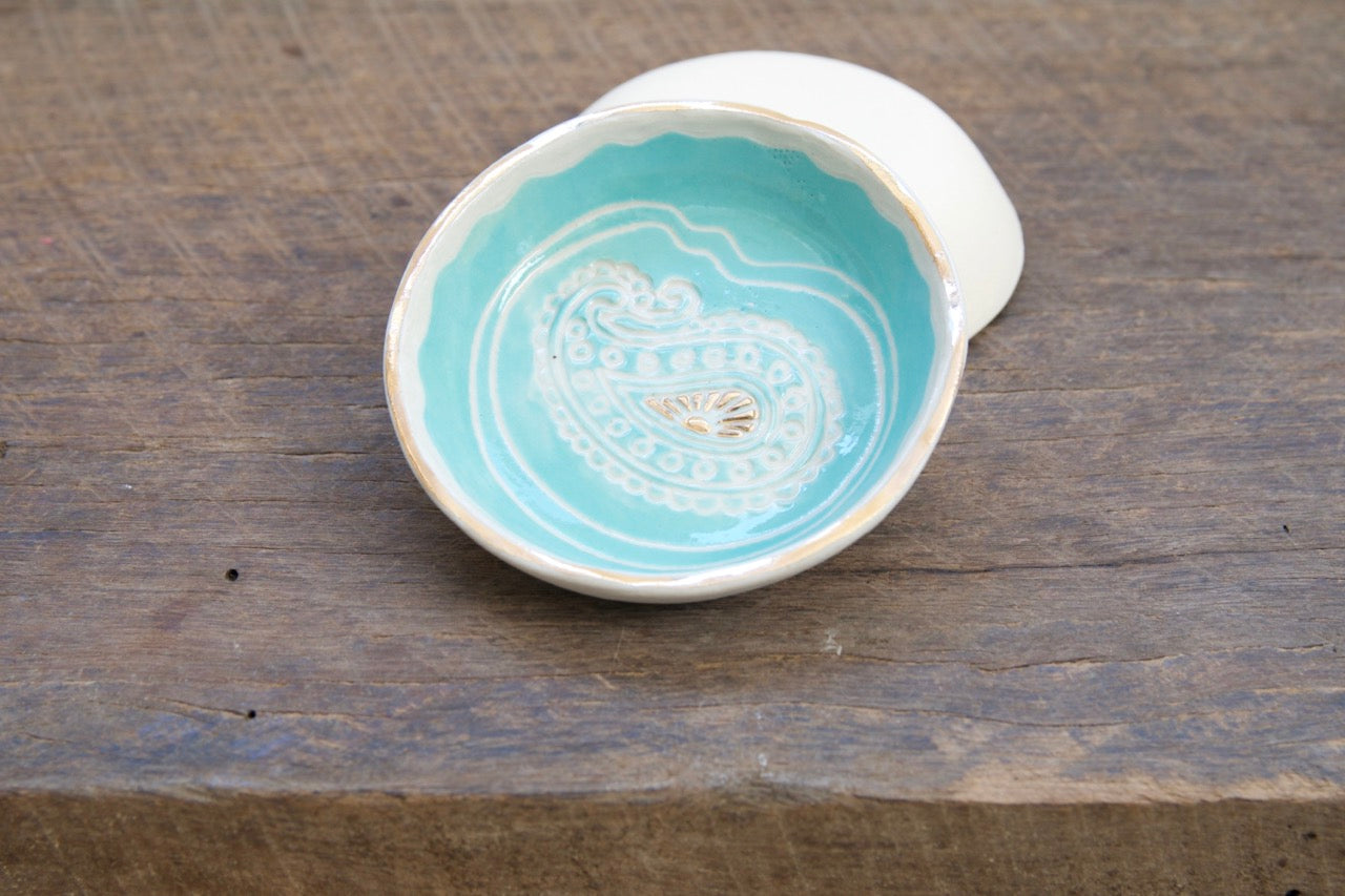 Golden blooms trinket dish - SALE