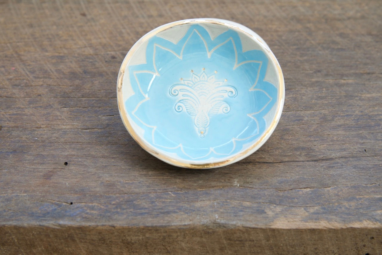 Golden blooms trinket dish - SALE