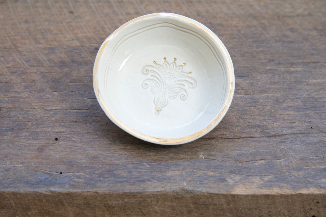 Golden blooms trinket dish - SALE
