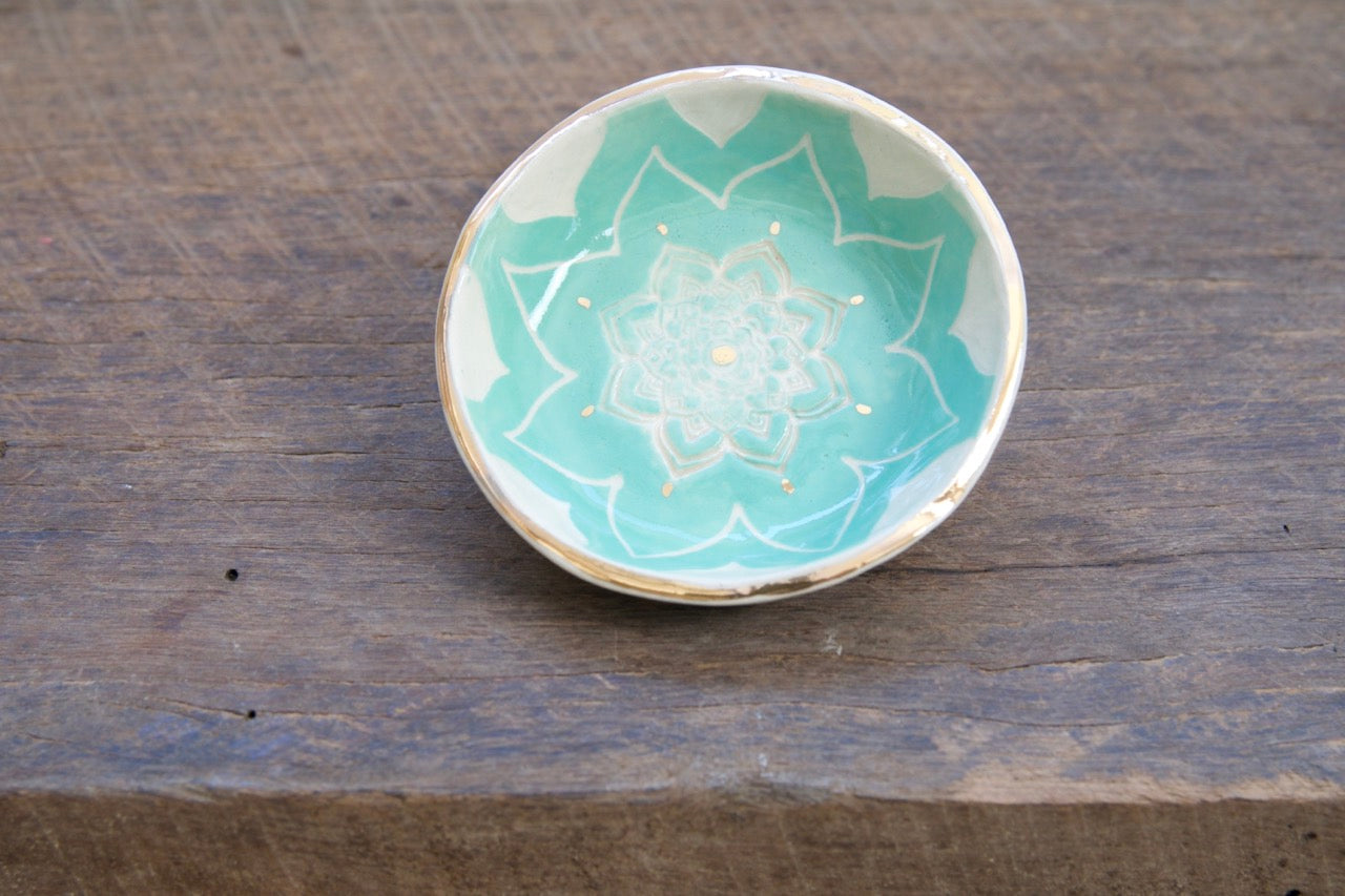 Golden blooms trinket dish - SALE