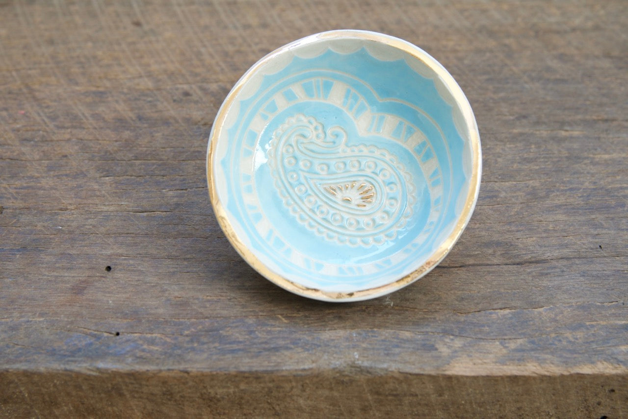 Golden blooms trinket dish - SALE