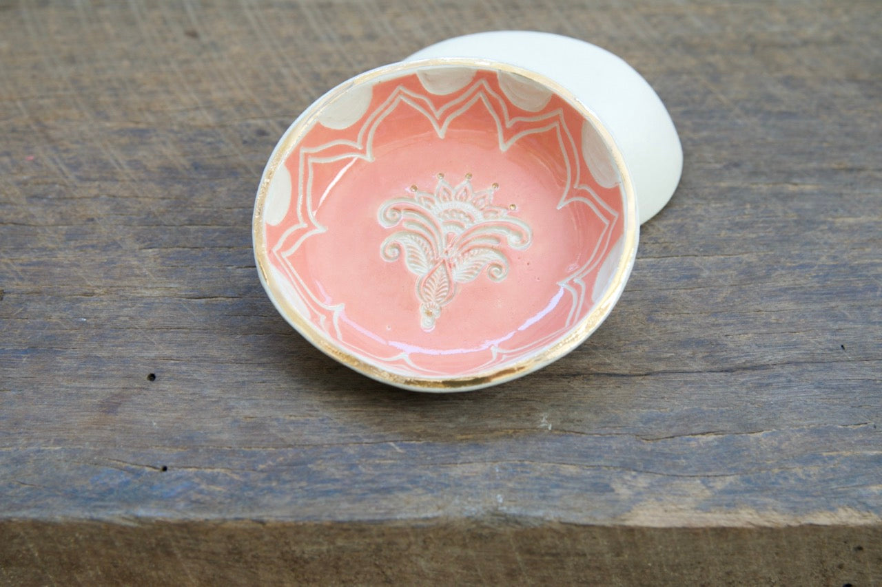 Golden blooms trinket dish - SALE