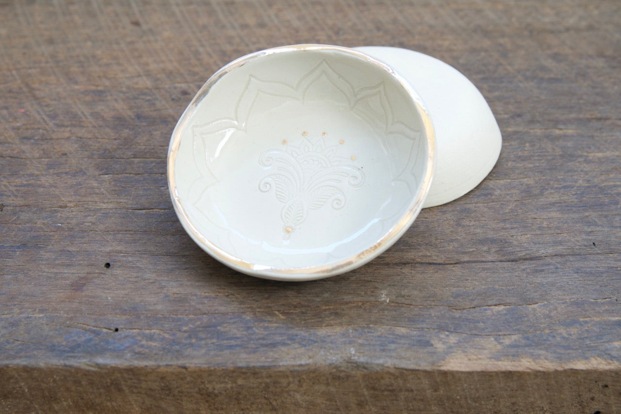Golden blooms trinket dish - SALE