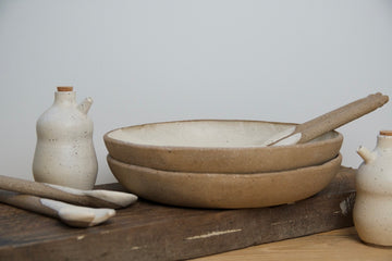 Sandstone low wide salad bowl