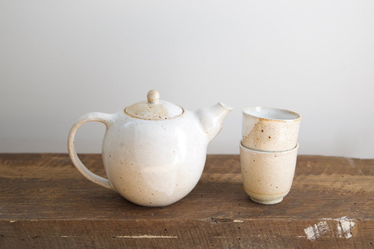 Stonewhite Raku Belly Teapot - SALE
