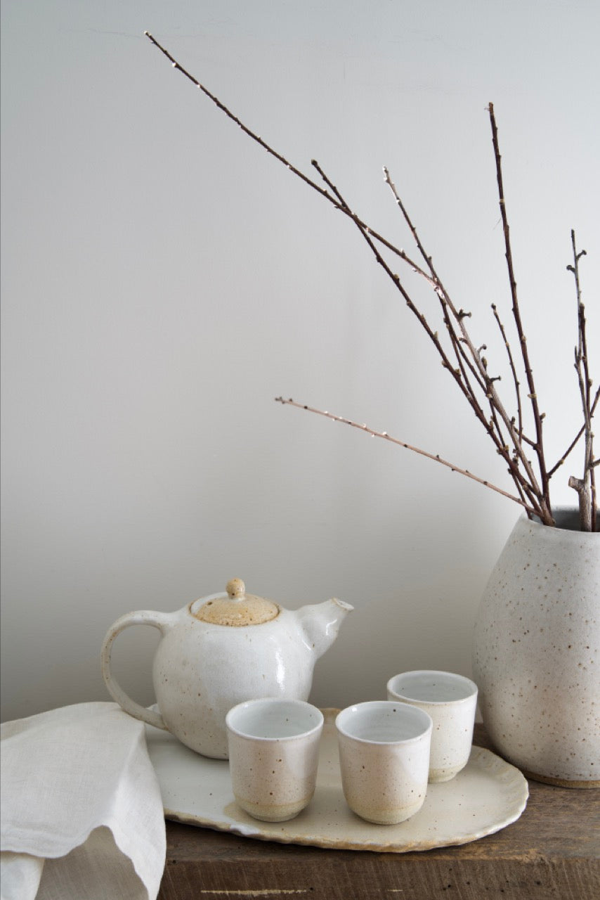 Stonewhite Raku Belly Teapot - SALE