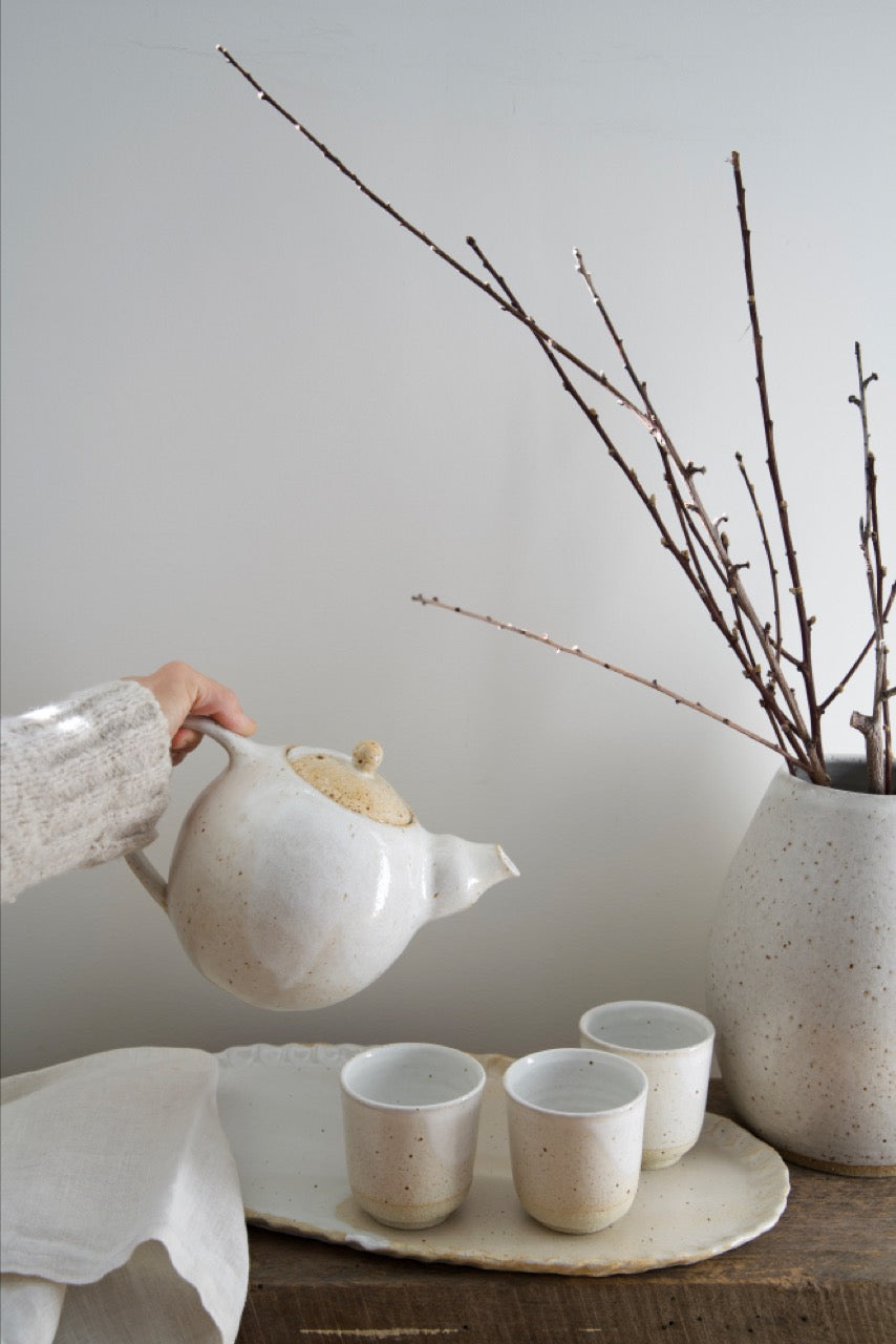 Stonewhite Raku Belly Teapot - SALE