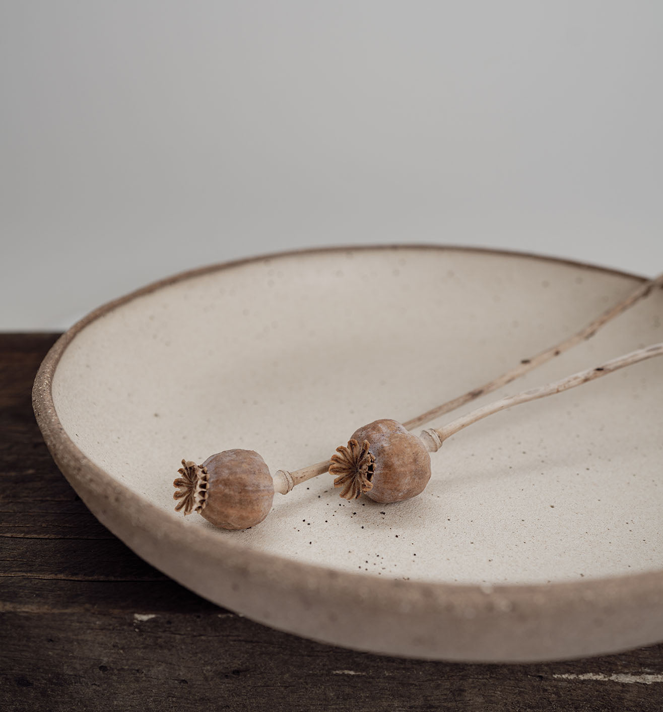 Sandstone low wide salad bowl