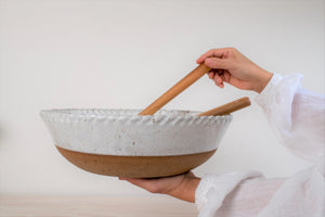Big rustic serving bowl with pinched rim