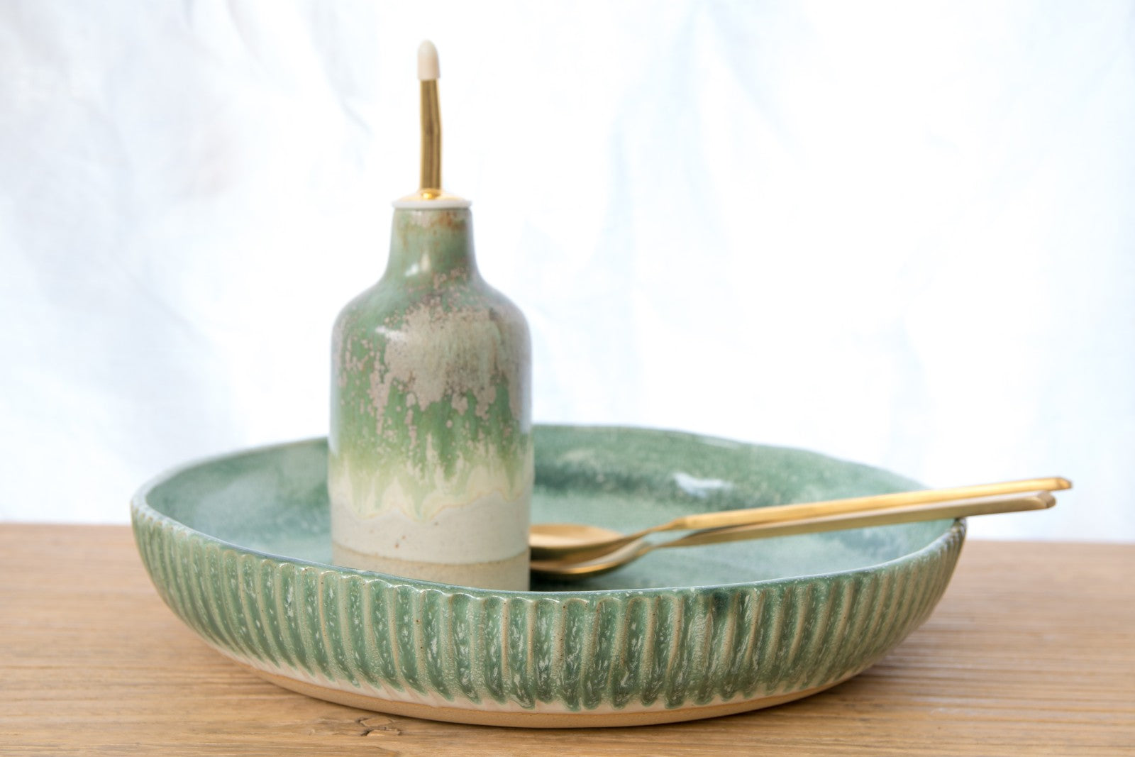 Ocean shore salad bowl - carved