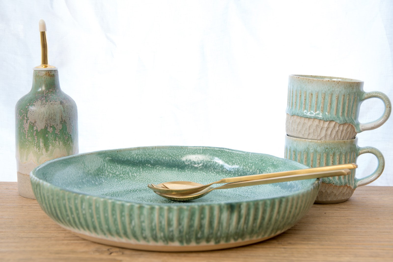 Ocean shore salad bowl - carved