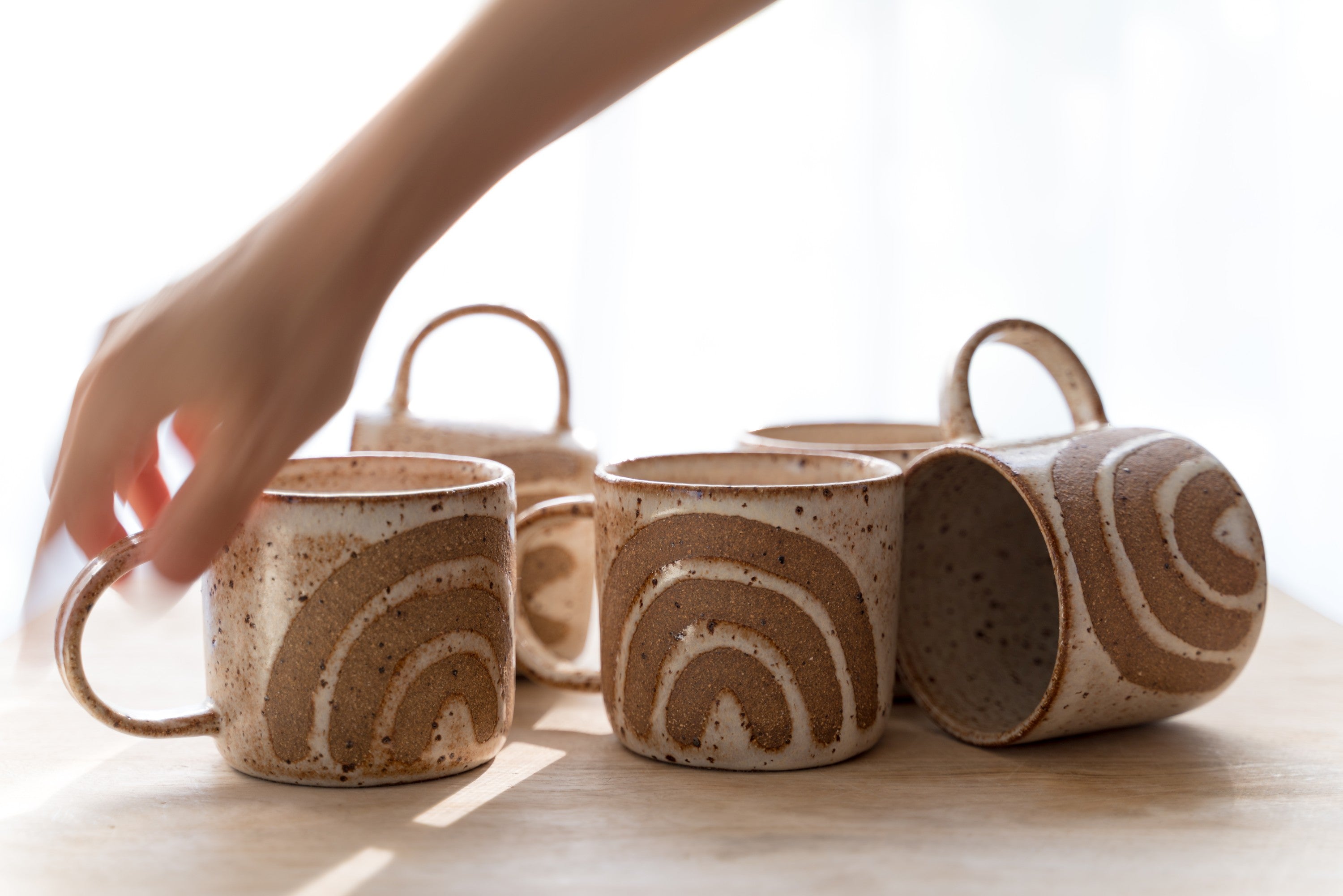 Rustic rainbow mugs