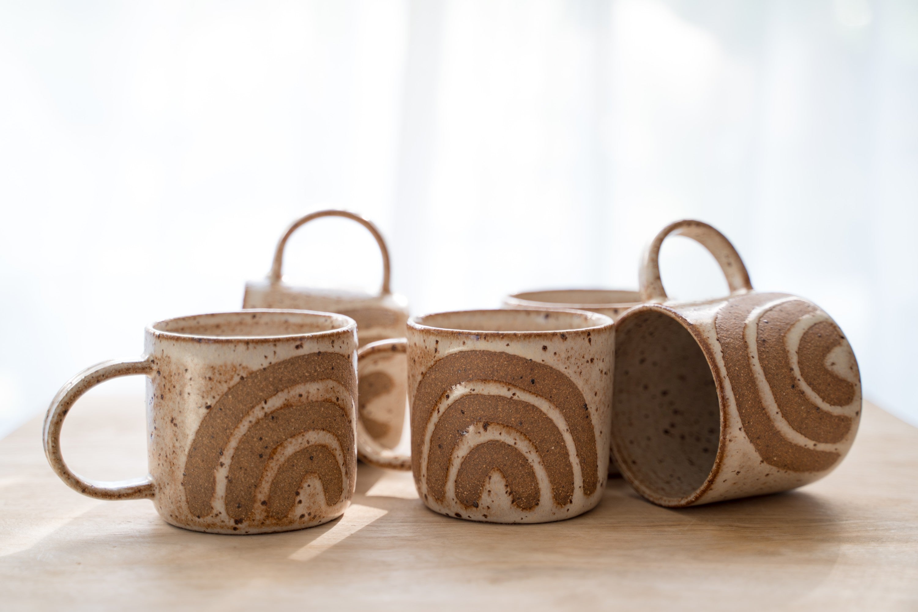 Rustic rainbow mugs