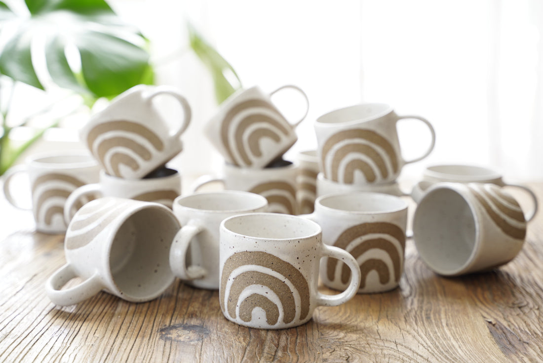 Rainbow speckled mug