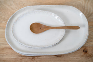 Vanilla cream petal oval side plate