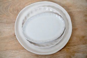 Vanilla cream petal oval side plate