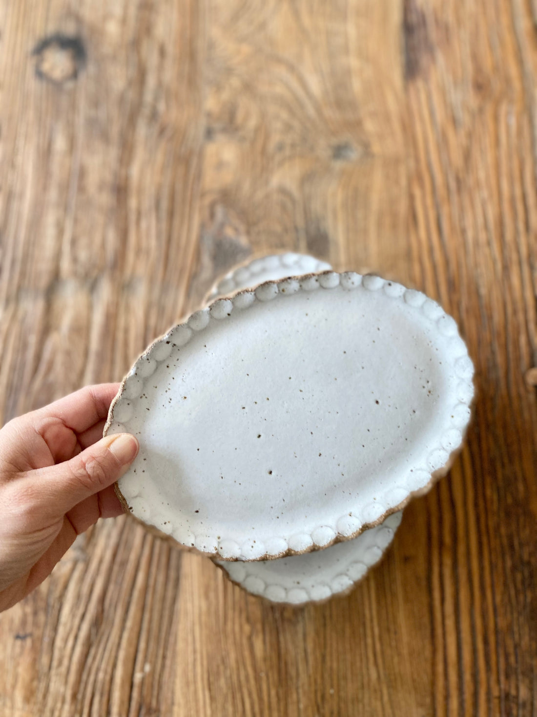 Rustic oval flower side plate
